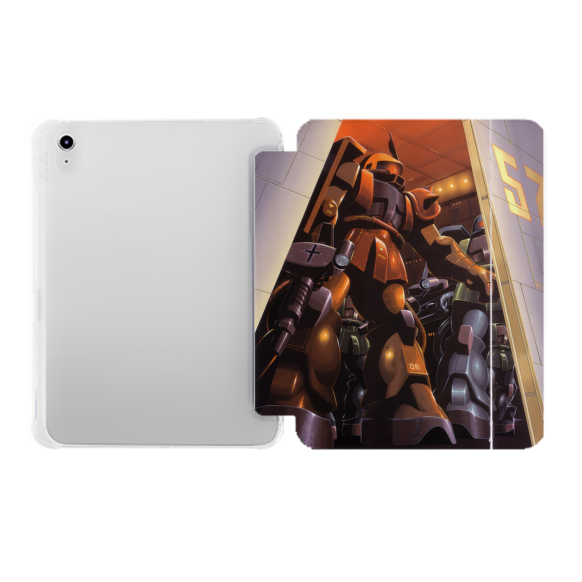 （画像用） 機動戦士ガンダム Mobile Suit Gundam IPad ケース ペン収納付き 三つ折りスタンド PUレザー×シリコン 対応機種9.5/10.5/10.9インチ
